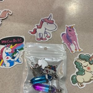 Unicorn set 2 necklaces purple and purple blue crystal points unicorn charms 🎁